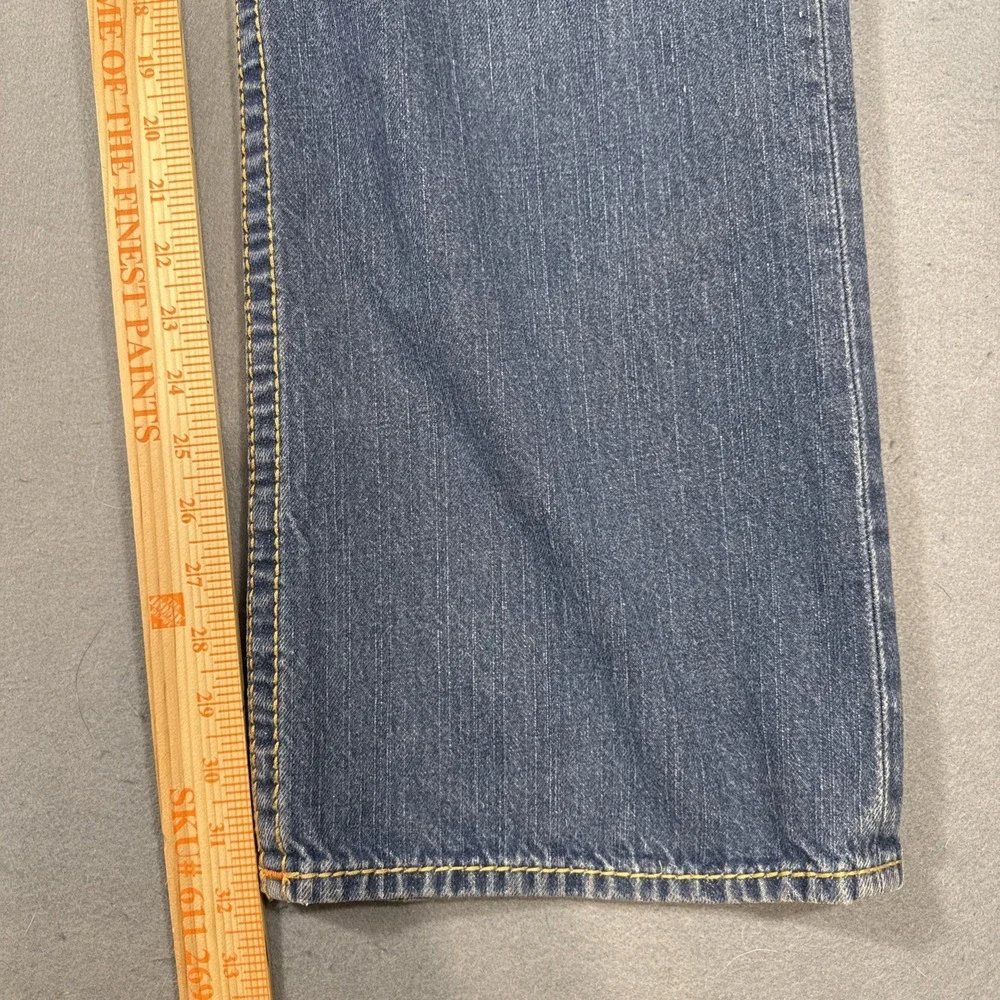 True Religion Ricky Big T WITH FLAP Jeans 38 WIDE LEG WHIKERING THICKE STITCH